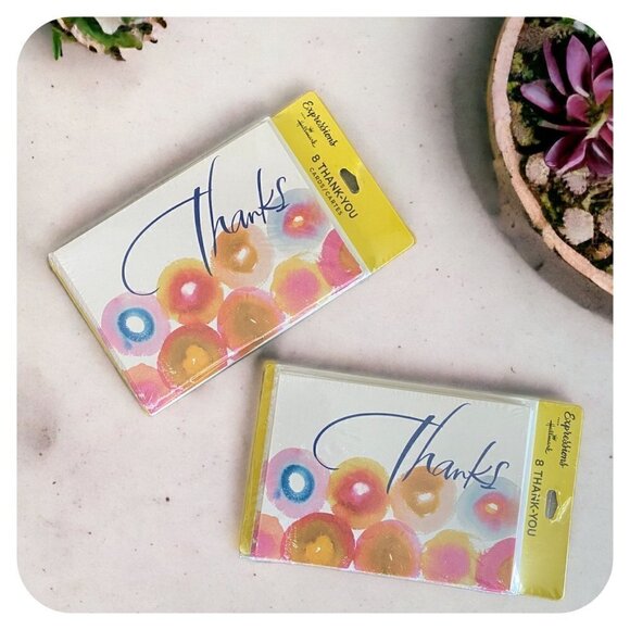 Hallmark Expressions Thank You Cards Blank 2 Pack 16  - "Thanks" Floral NEW - Picture 5 of 5
